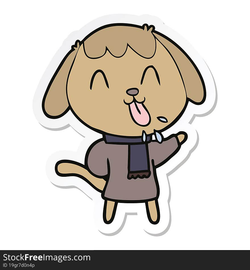 Sticker Of A Cute Cartoon Dog