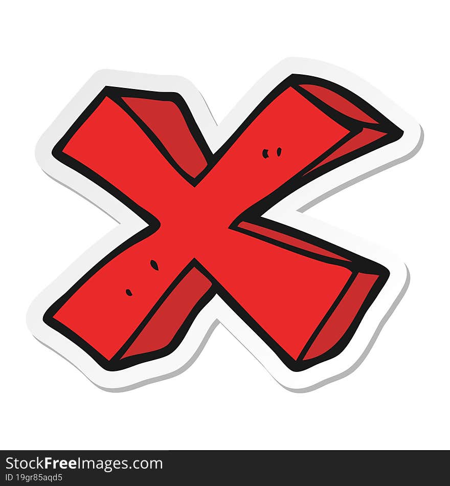 sticker of a cartoon negative x symbol