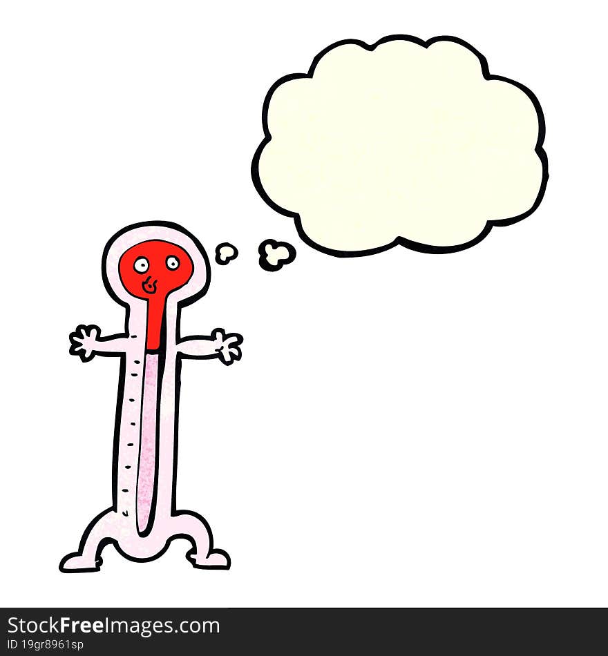 cartoon thermometer with thought bubble