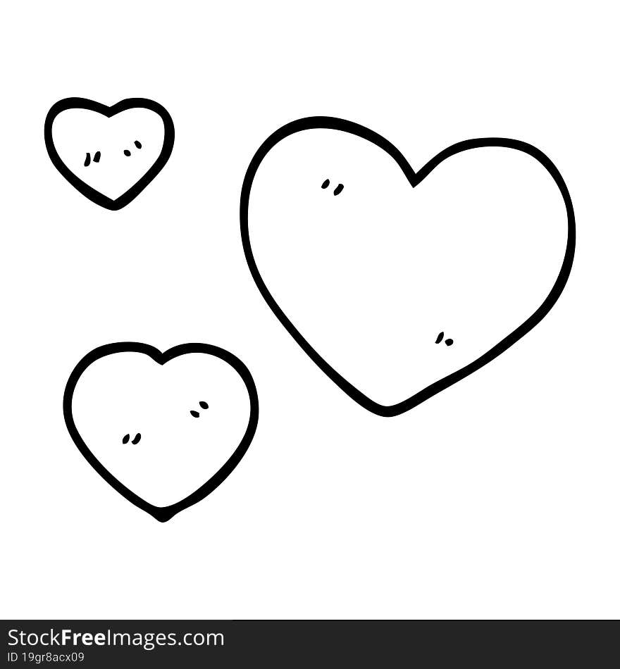 line drawing cartoon love hearts