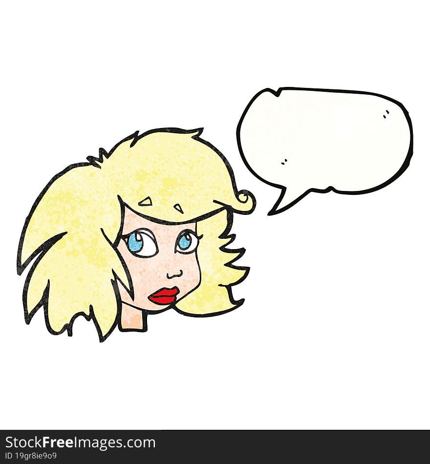 speech bubble textured cartoon female face