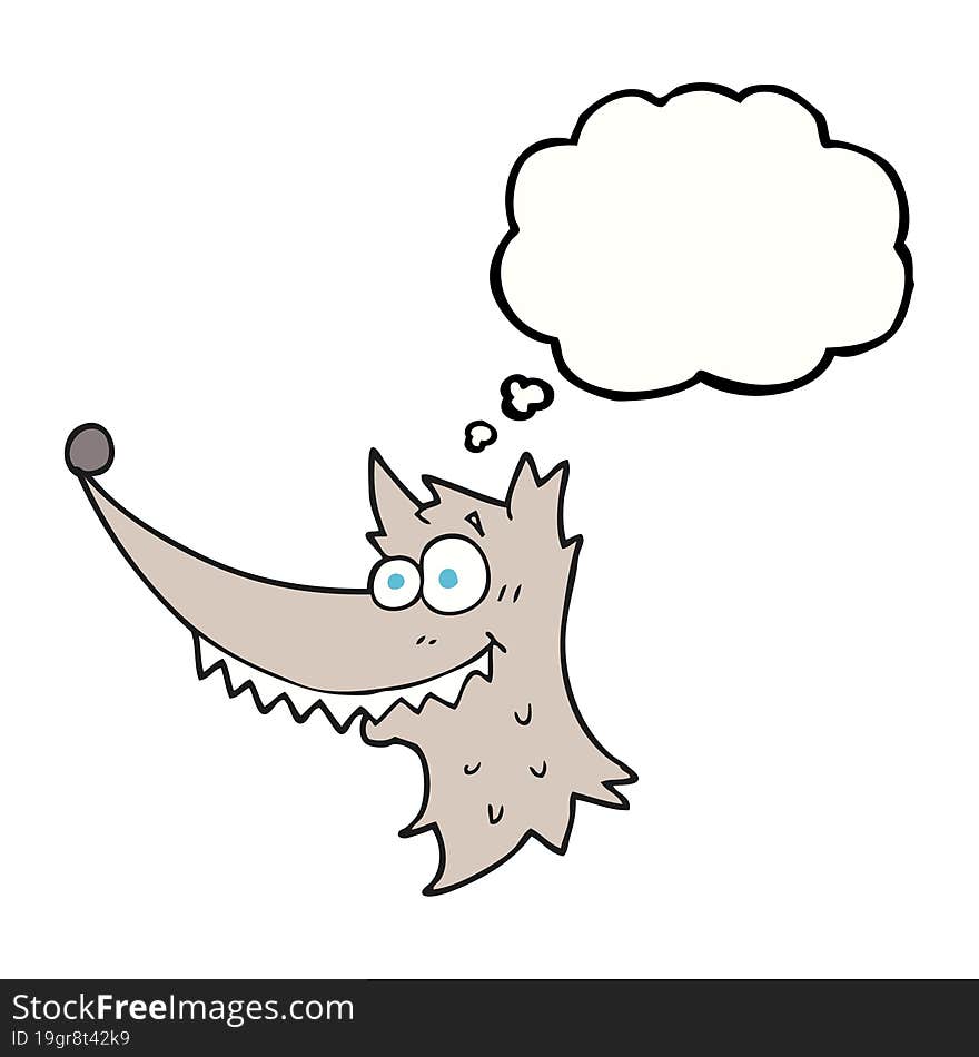 Thought Bubble Cartoon Wolf Head