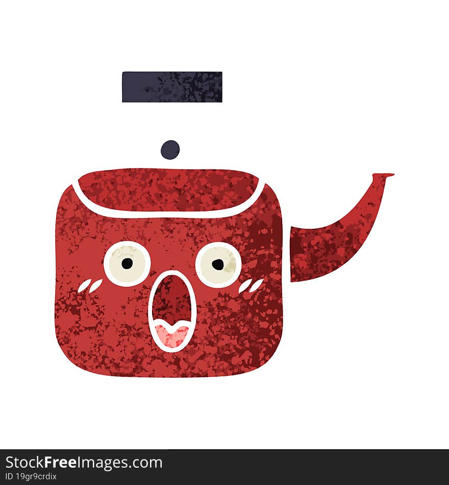 retro illustration style cartoon of a kettle