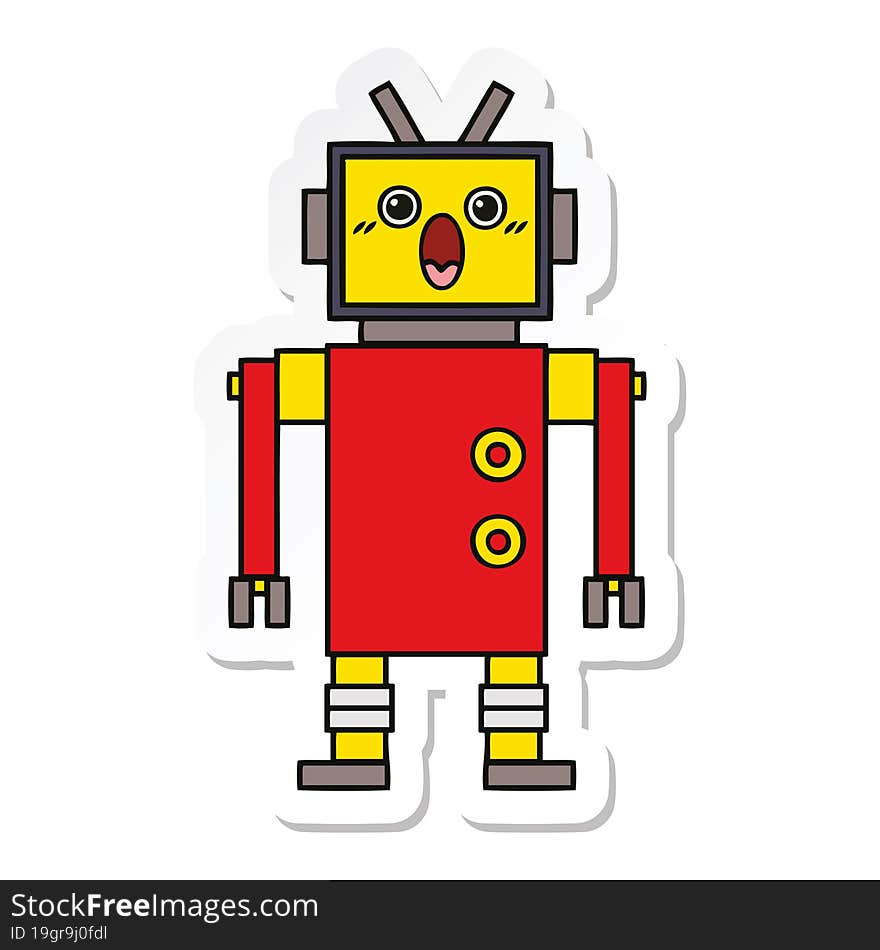 Sticker Of A Cute Cartoon Robot