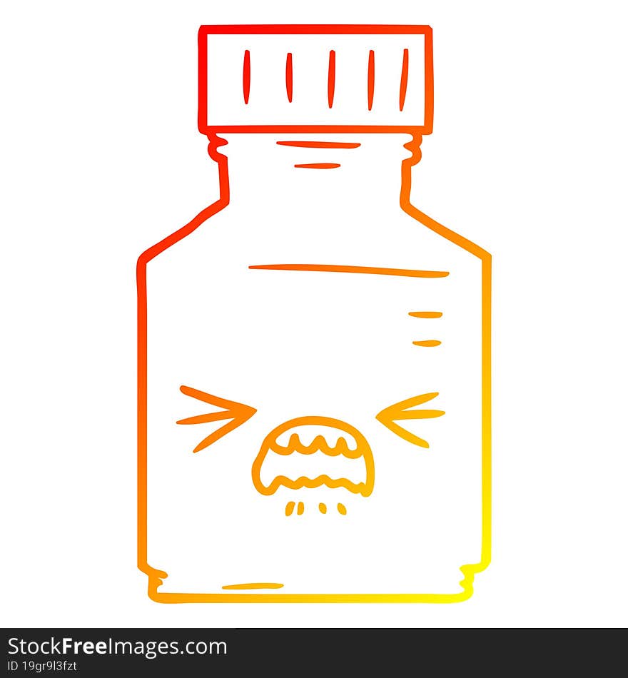 warm gradient line drawing of a cartoon pill jar