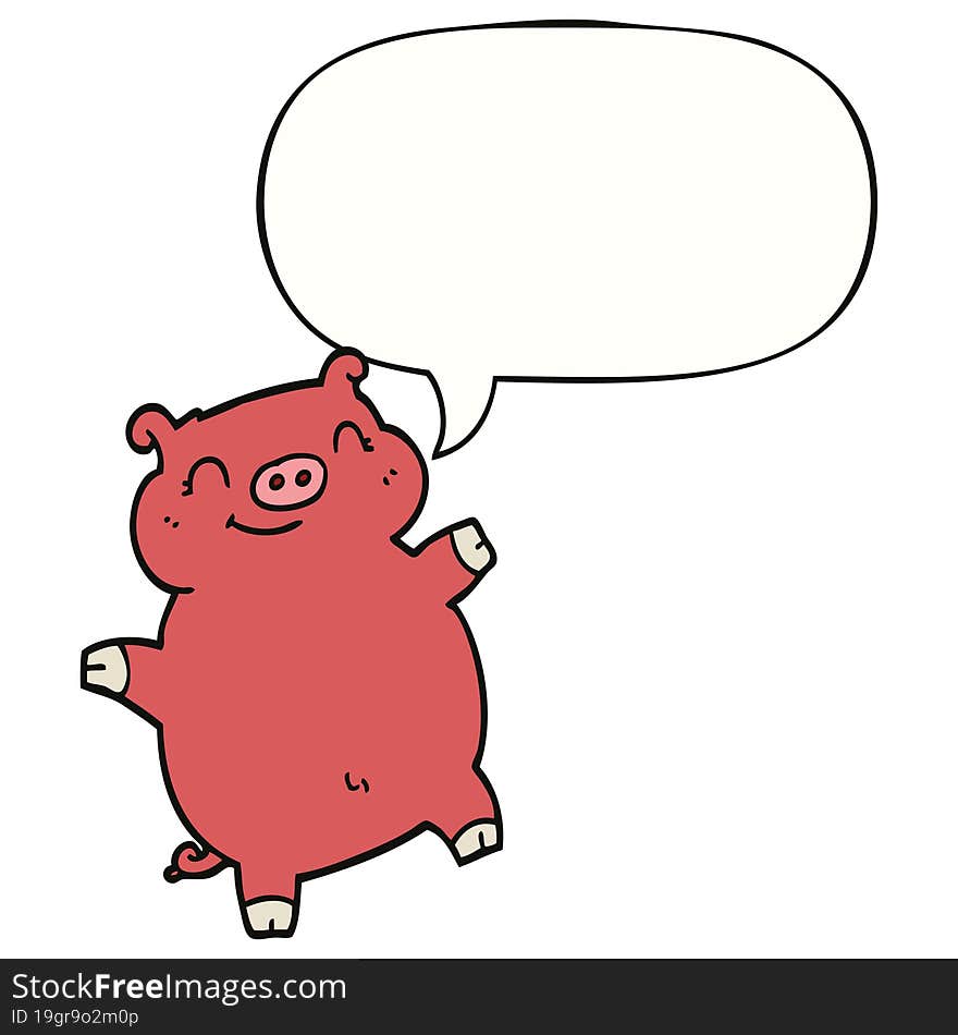 Cartoon Pig And Speech Bubble