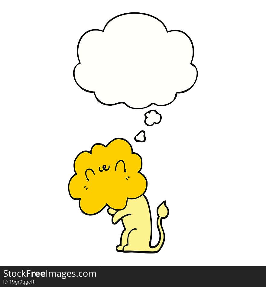 Cartoon Lion And Thought Bubble