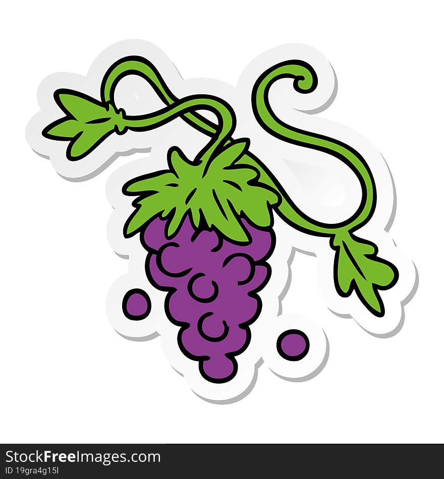 sticker cartoon doodle of grapes on vine