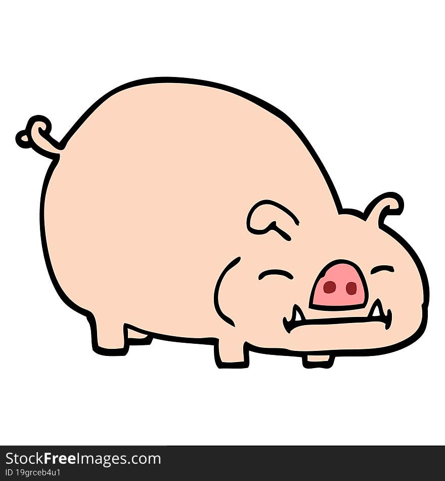 hand drawn doodle style cartoon pig