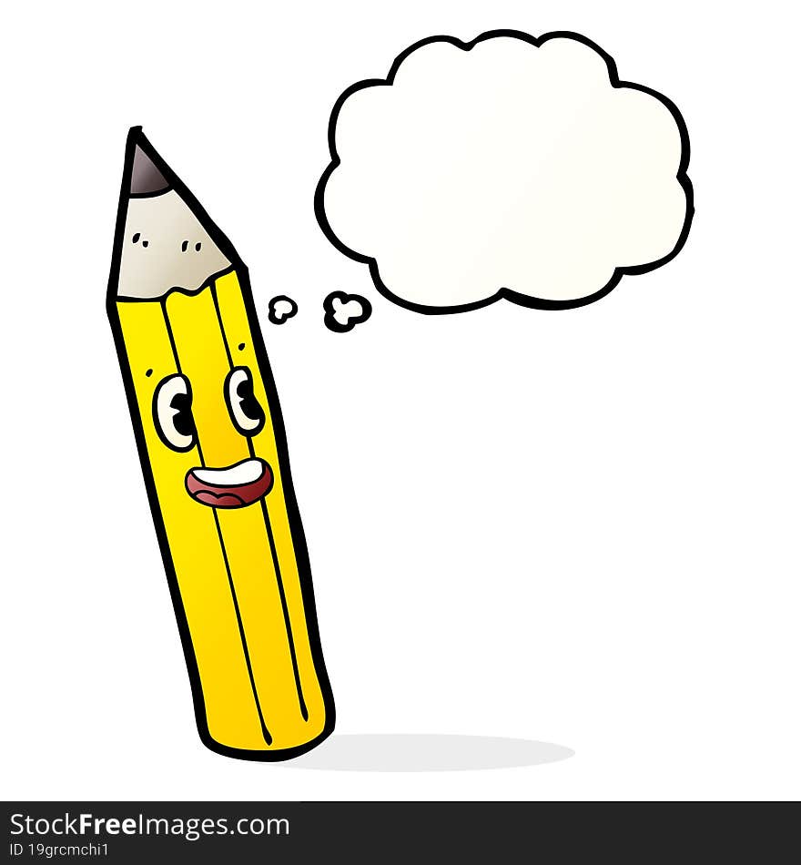 Cartoon Pencil With Thought Bubble