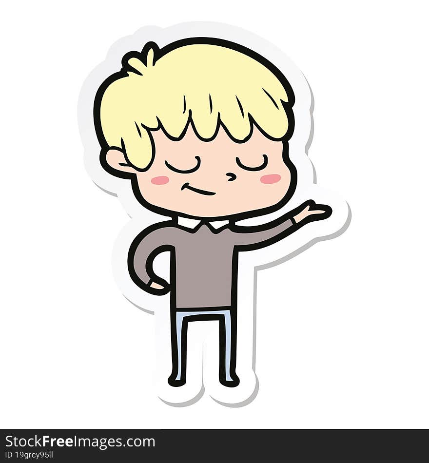 sticker of a cartoon happy boy