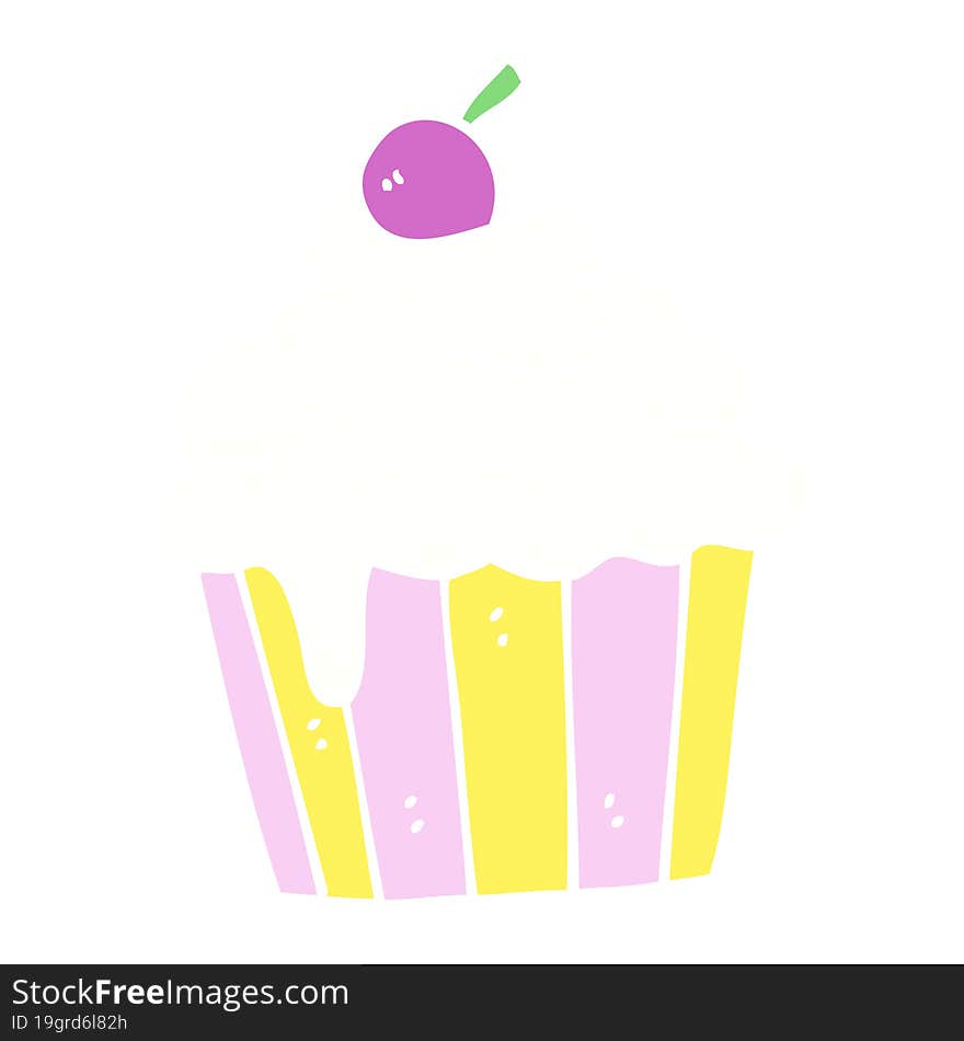 flat color illustration cartoon cup cake