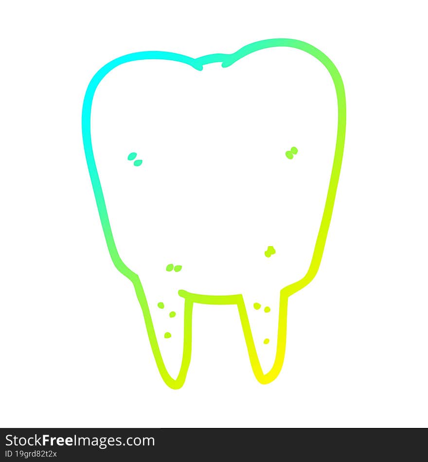 Cold Gradient Line Drawing Cartoon Tooth