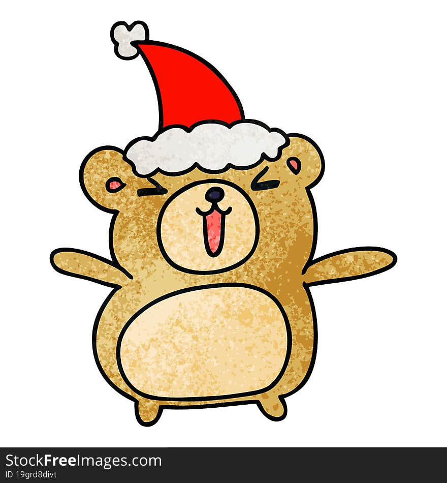 christmas textured cartoon of kawaii bear