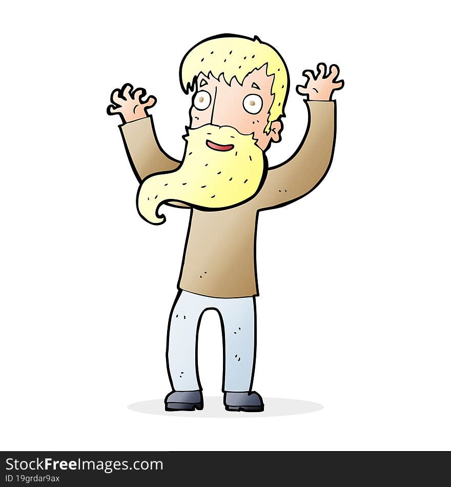 cartoon excited man with beard