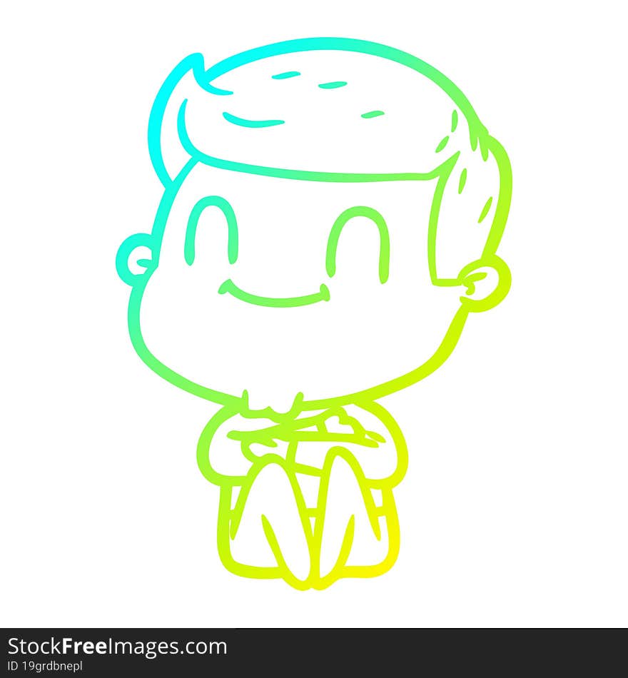 Cold Gradient Line Drawing Cartoon Friendly Man