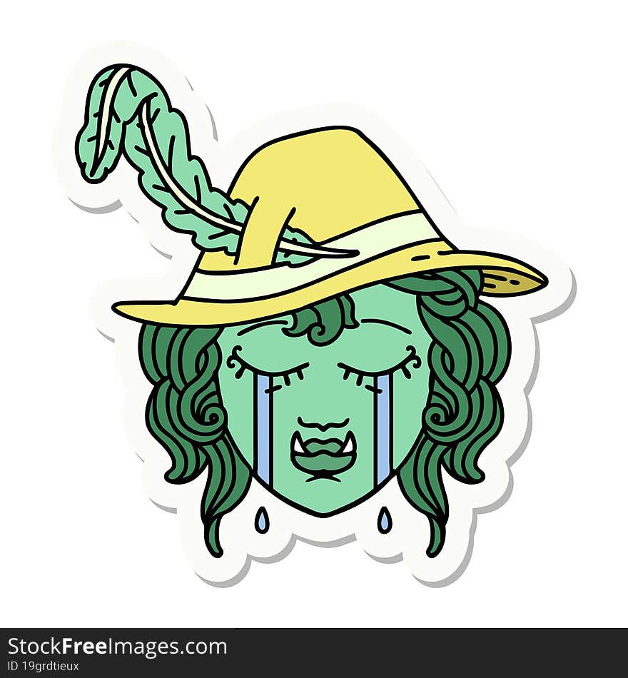 crying orc bard character  sticker