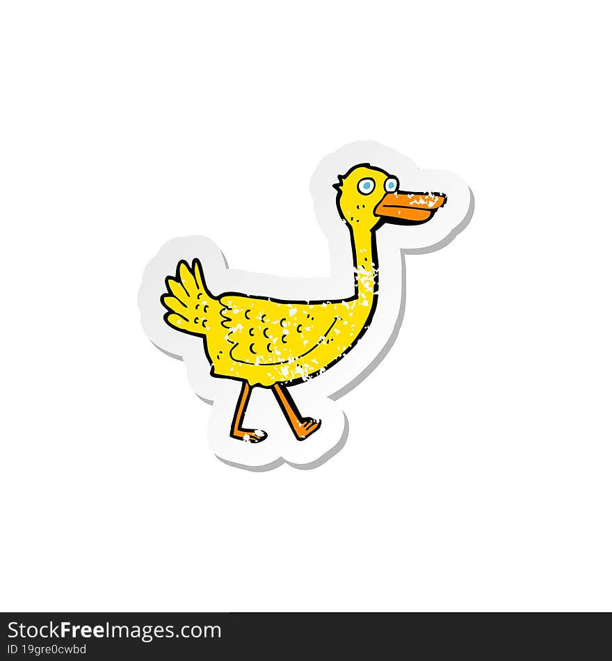 Retro Distressed Sticker Of A Cartoon Bird