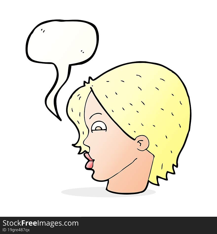 Cartoon Female Face With Speech Bubble