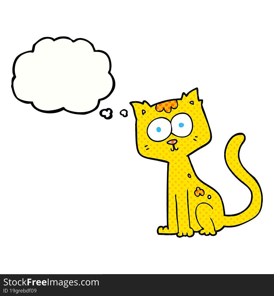 freehand drawn thought bubble cartoon cat