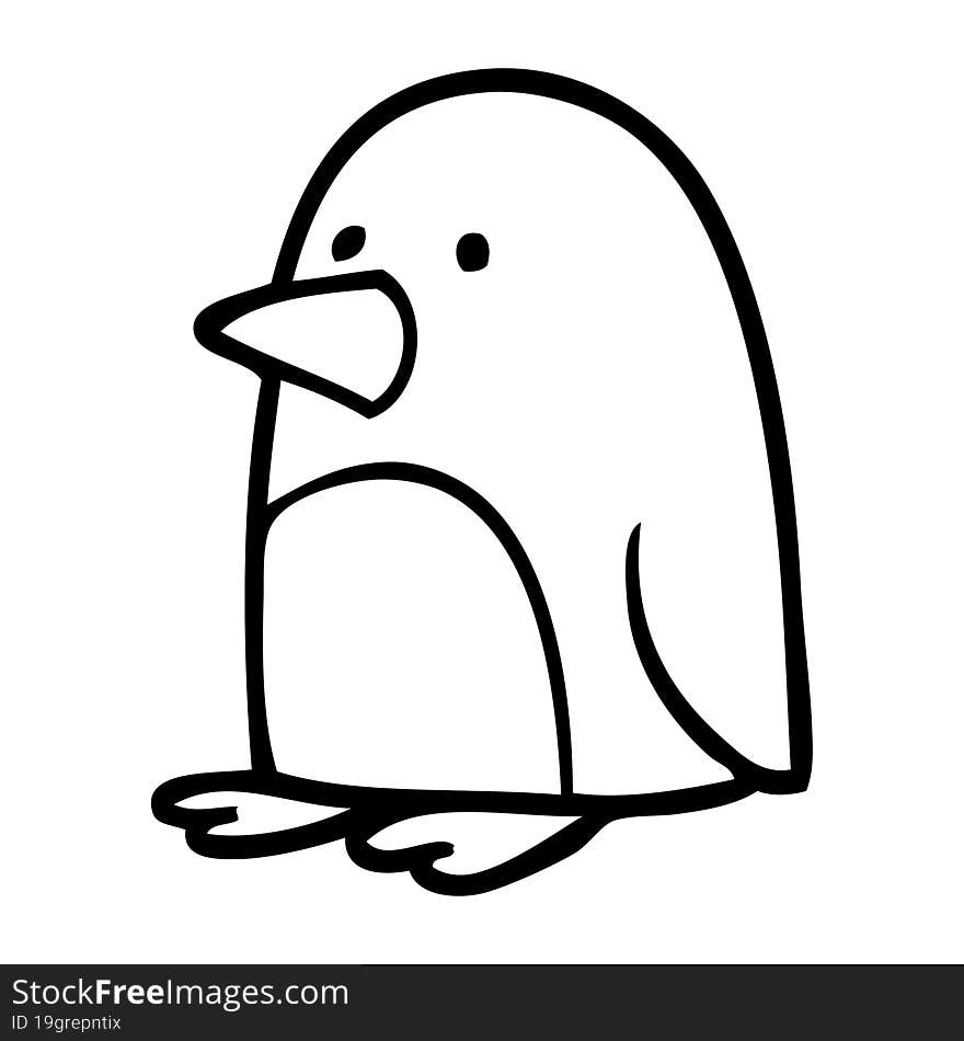 line drawing cartoon christmas penguin