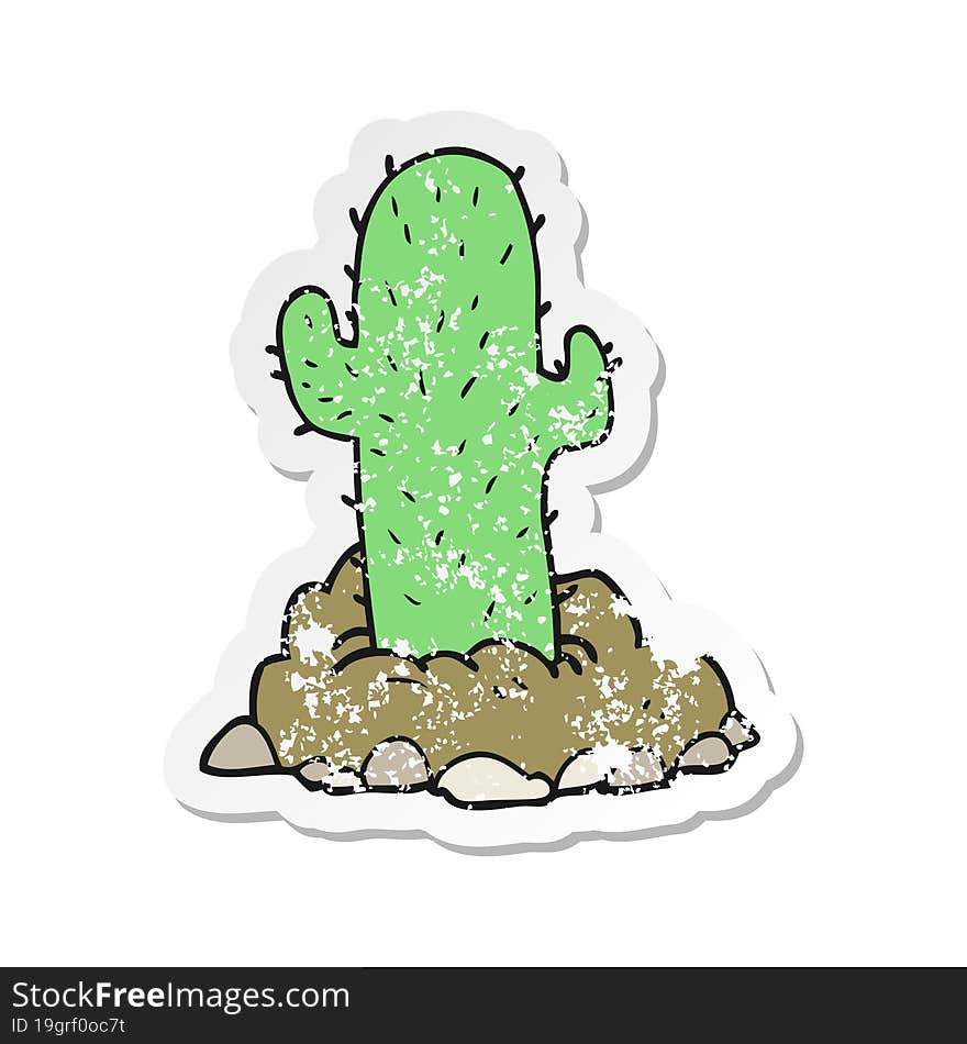 retro distressed sticker of a cartoon cactus