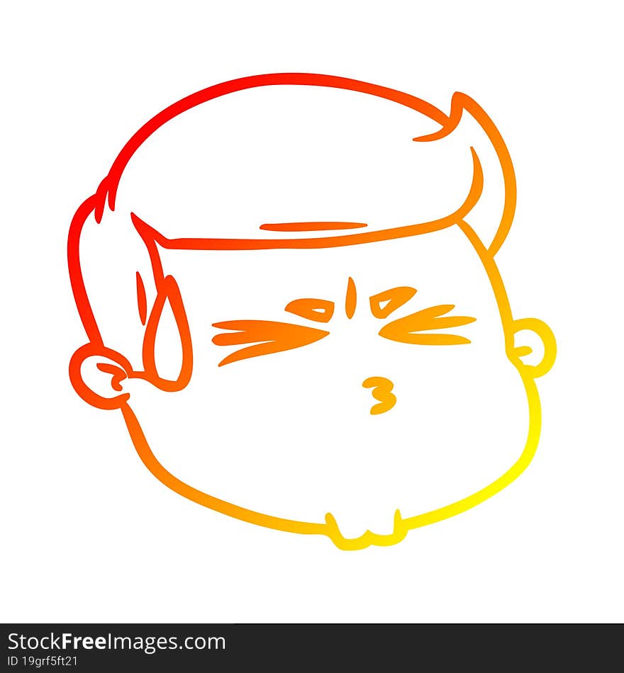 Warm Gradient Line Drawing Cartoon Male Face