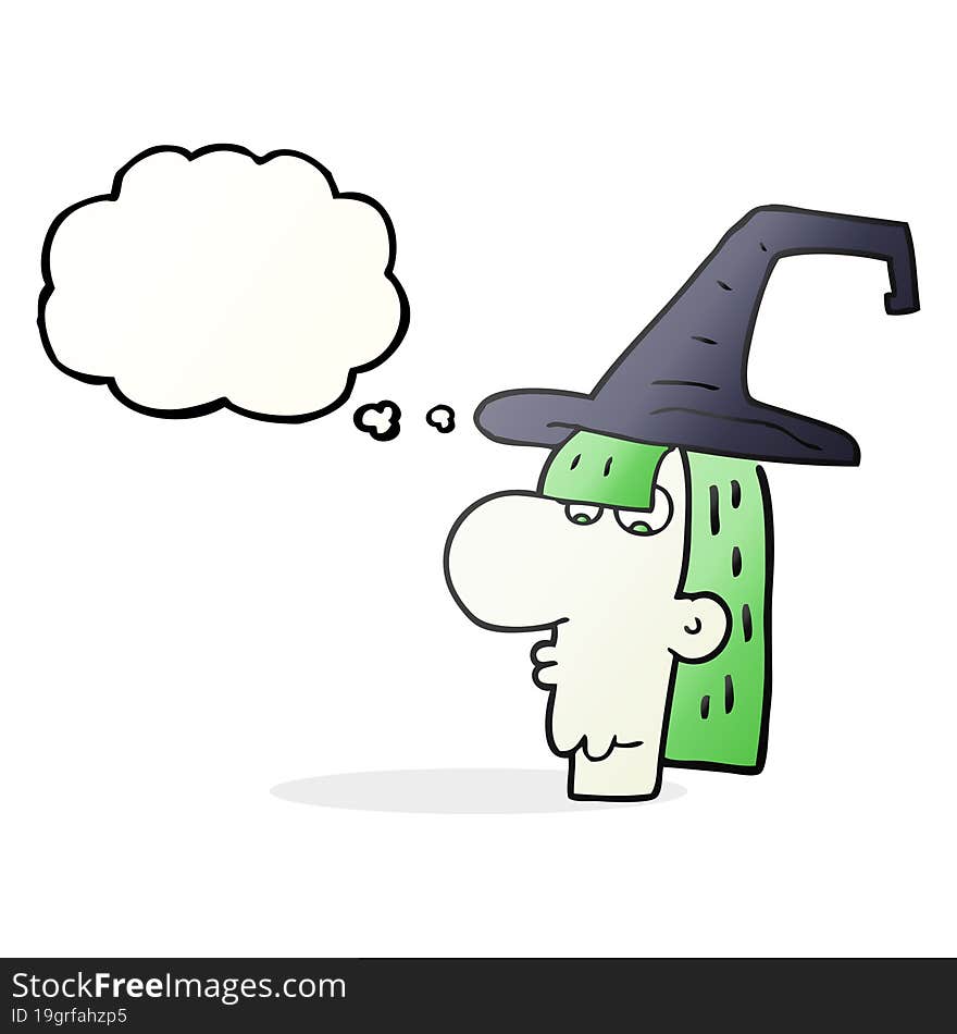 thought bubble cartoon witch head