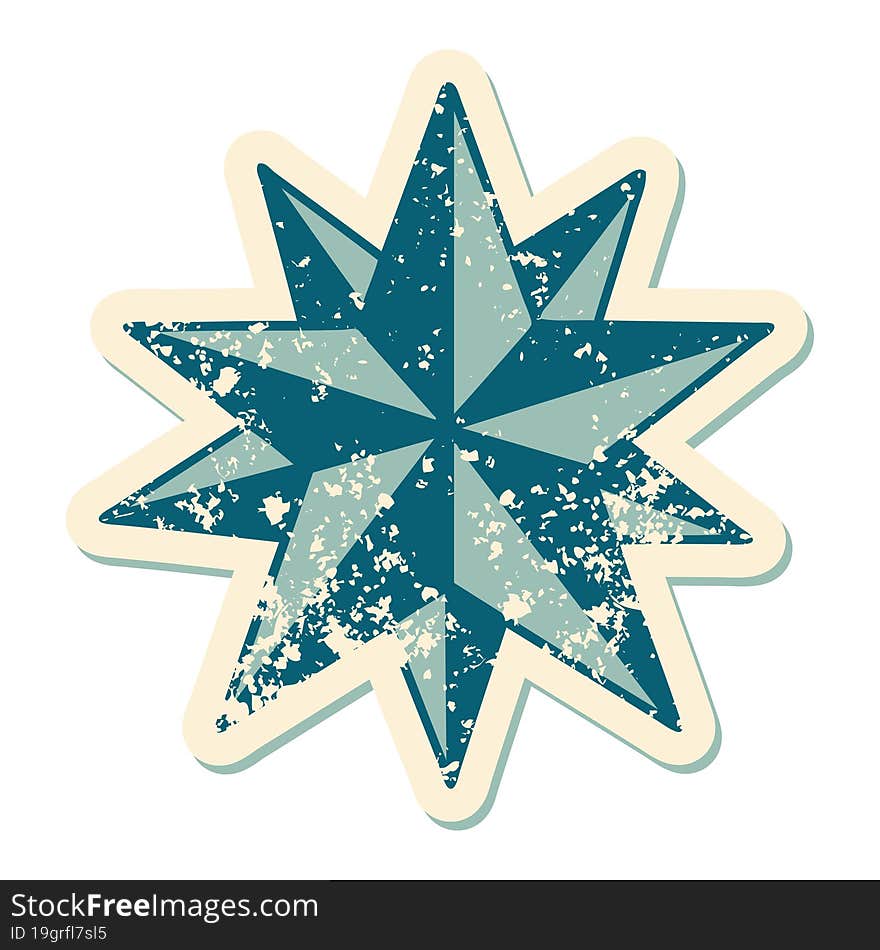 iconic distressed sticker tattoo style image of a star. iconic distressed sticker tattoo style image of a star