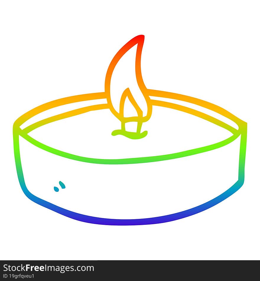 rainbow gradient line drawing of a cartoon teal light