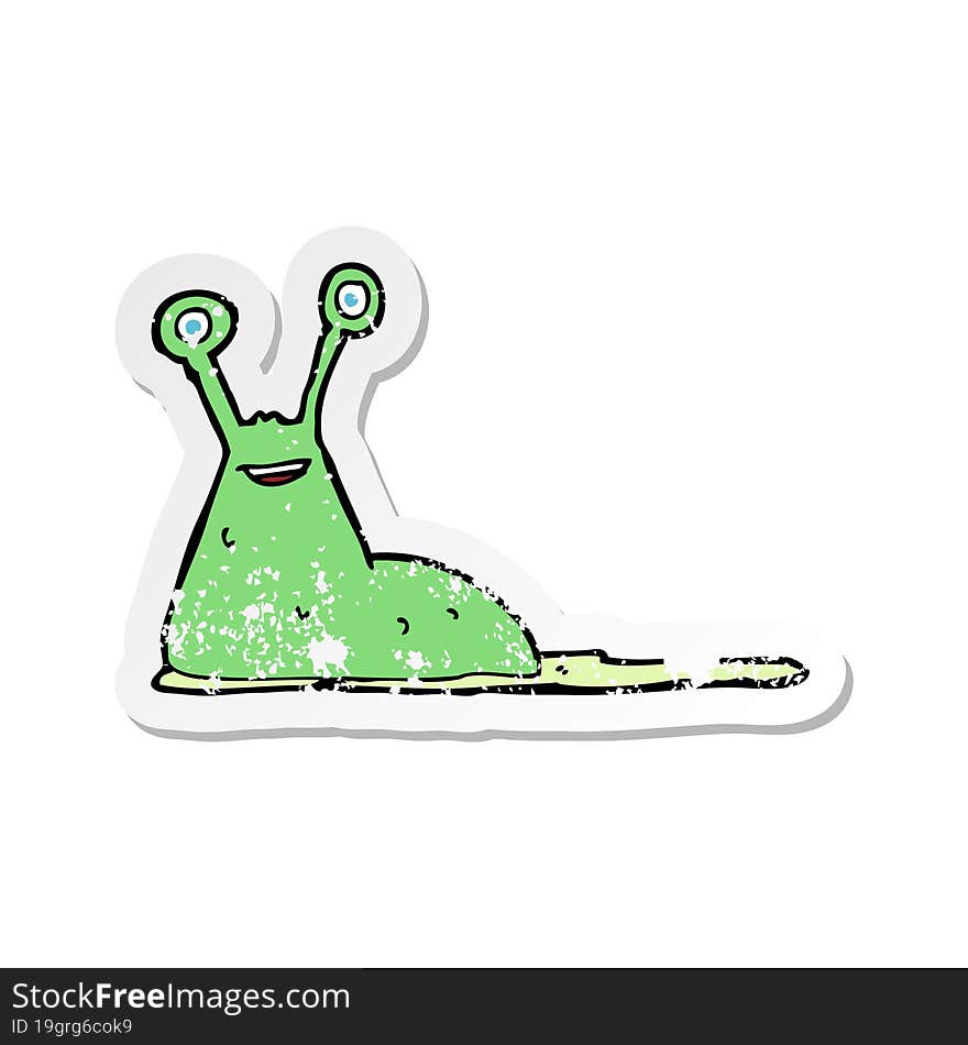 Retro Distressed Sticker Of A Cartoon Slug