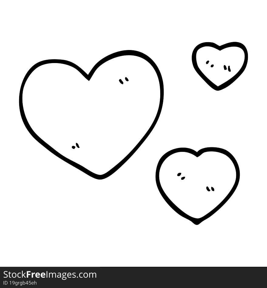 line drawing cartoon love hearts