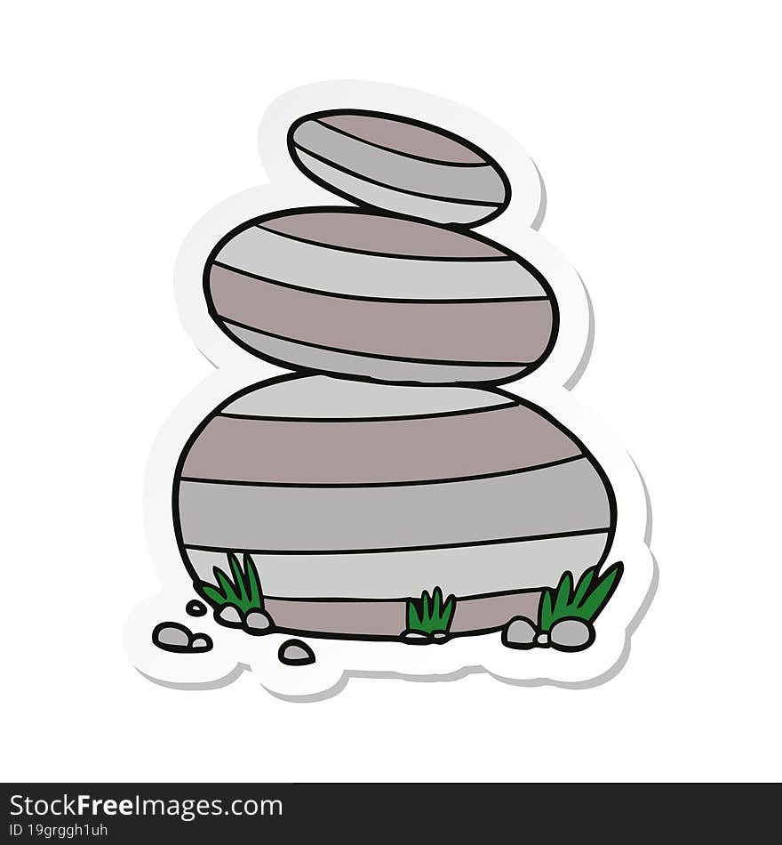 sticker of a cartoon large stacked stones