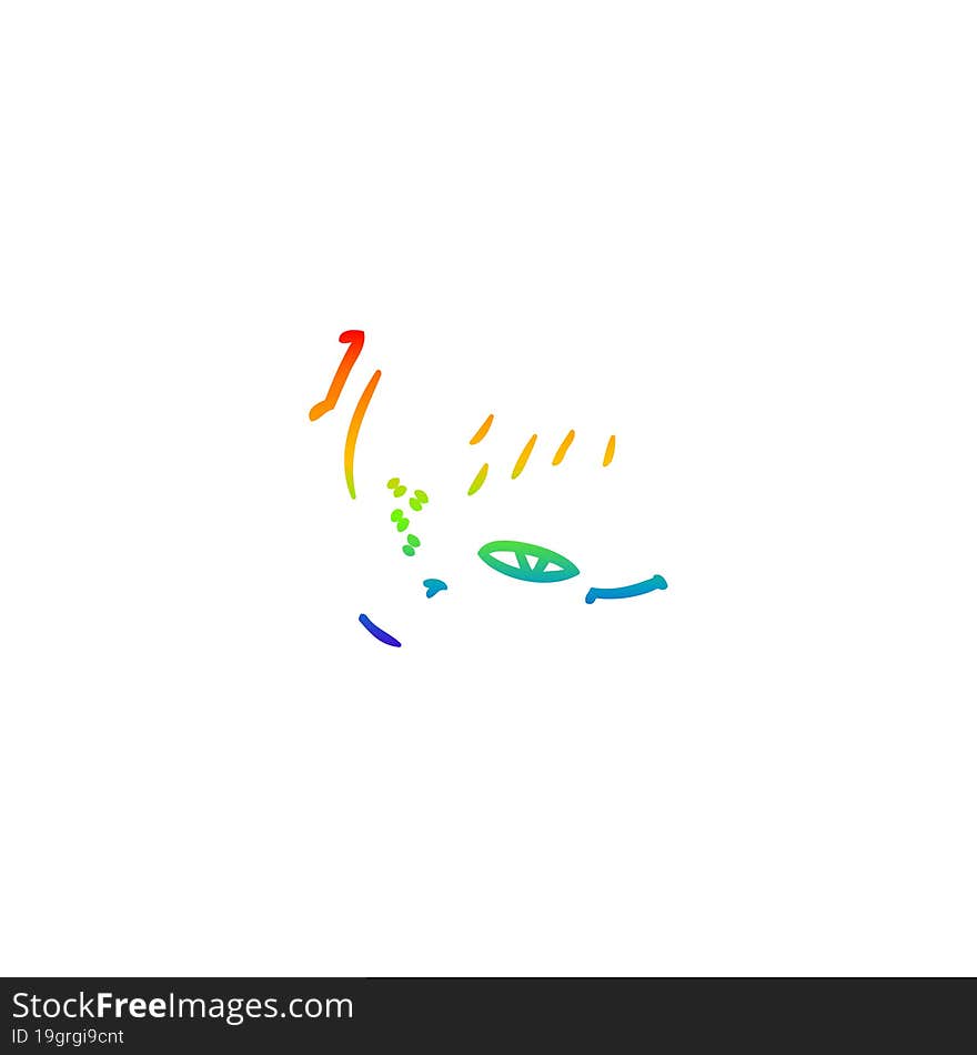 Rainbow Gradient Line Drawing Cartoon Astronaut Woman