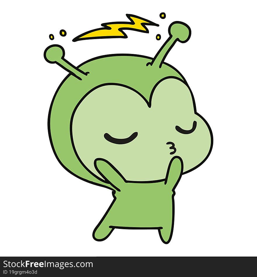 Cartoon Of A Cute Kawaii Alien