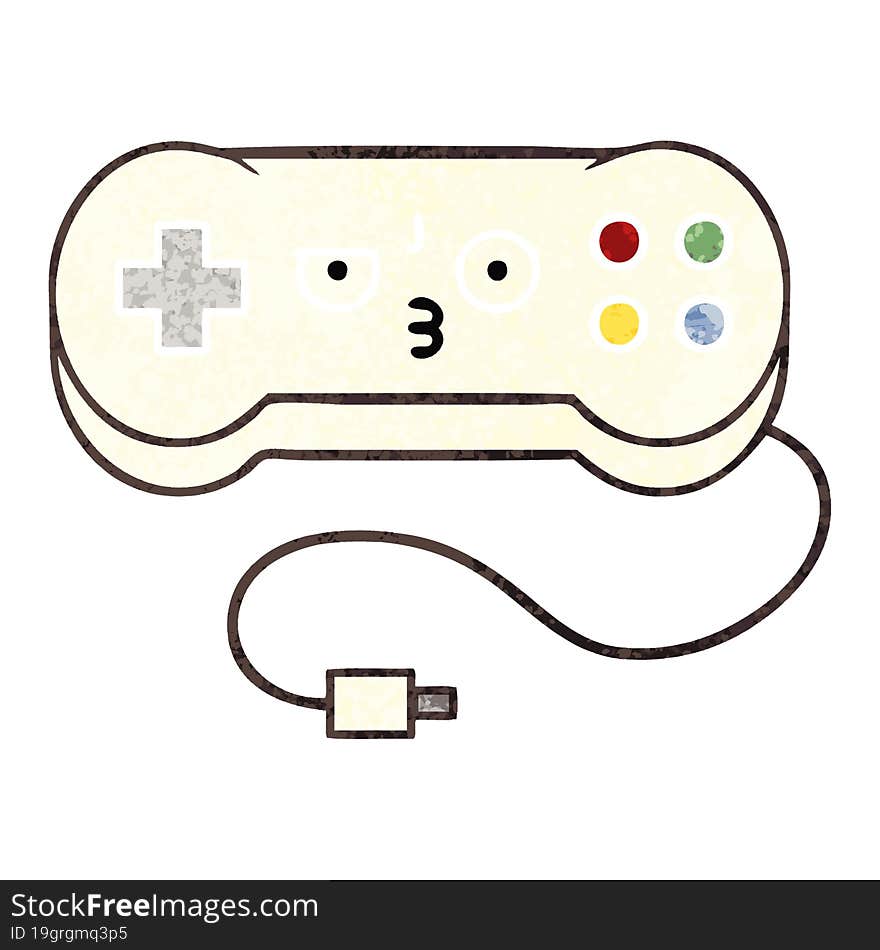 retro illustration style cartoon game controller