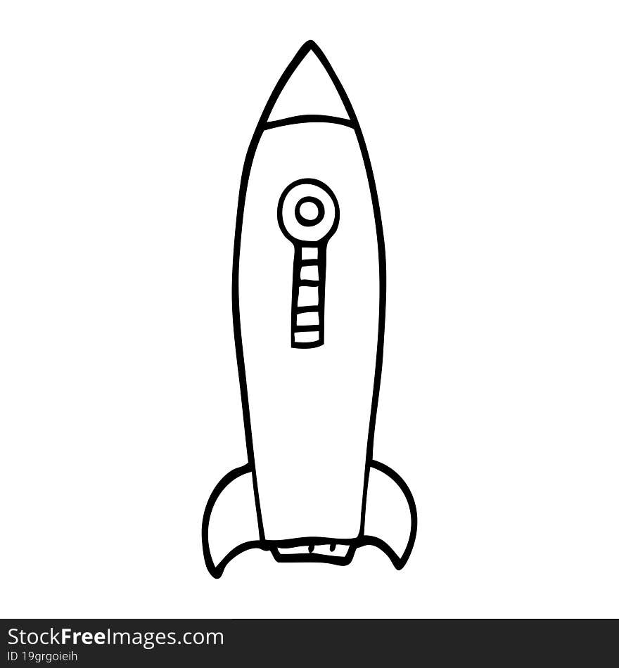 line drawing cartoon space rocket