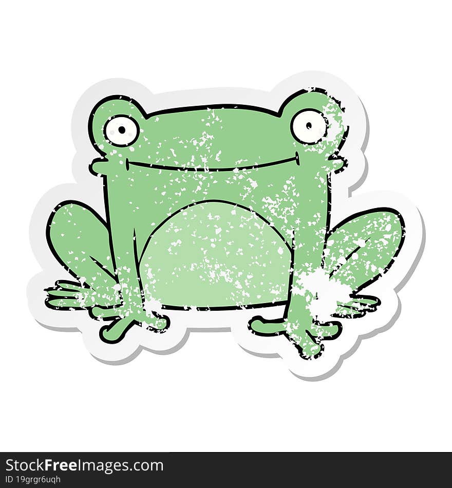 distressed sticker of a cartoon frog