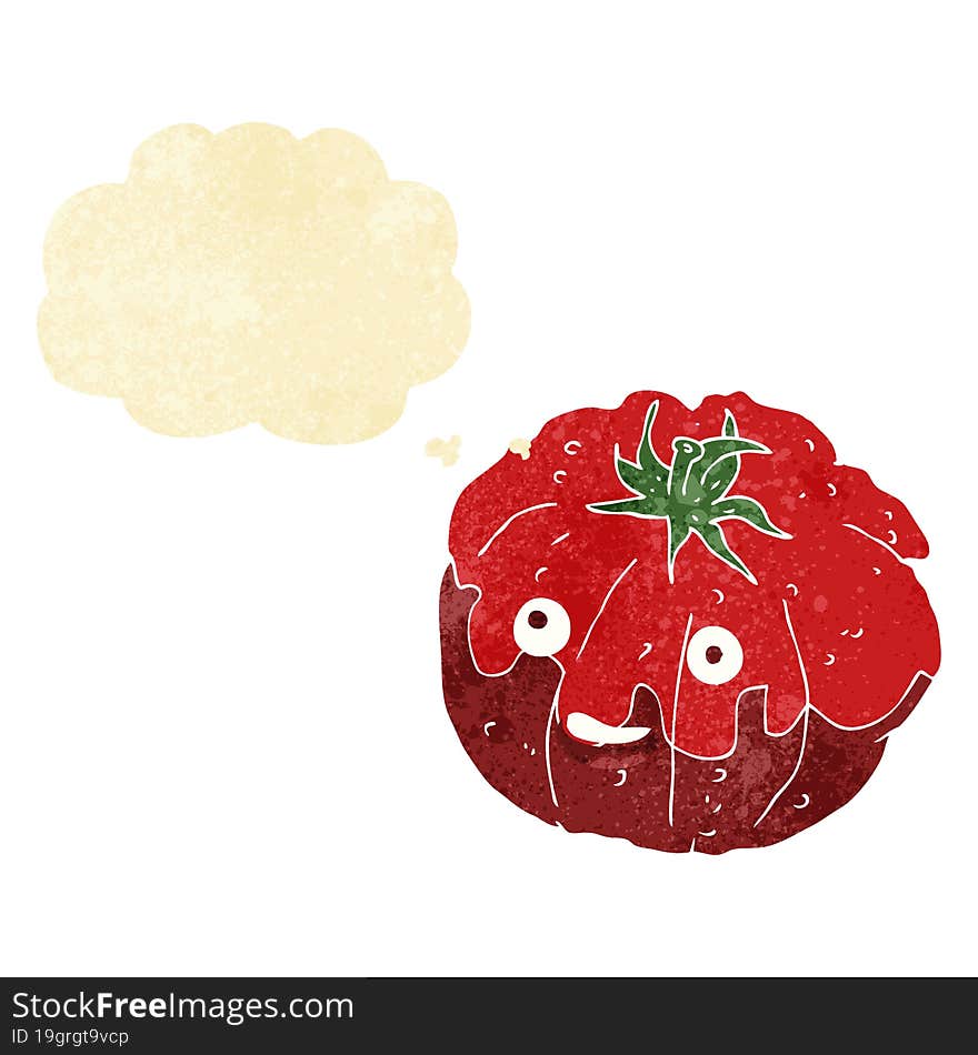 Cartoon Happy Tomato With Thought Bubble