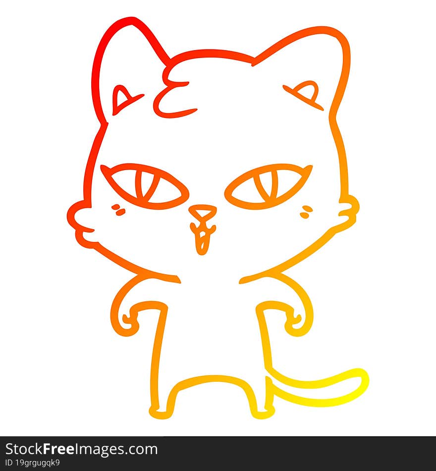 warm gradient line drawing of a cartoon cat