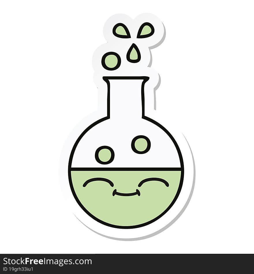 Sticker Of A Cute Cartoon Test Tube