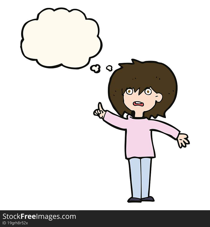 cartoon woman asking question with thought bubble