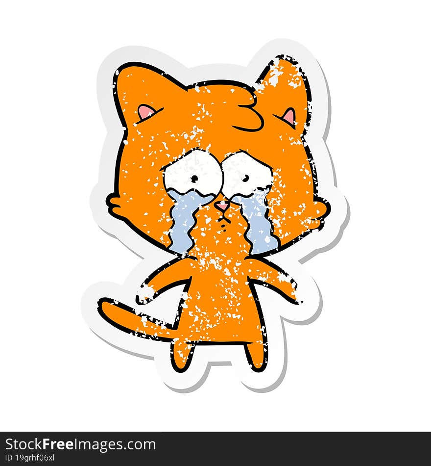 distressed sticker of a cartoon cat