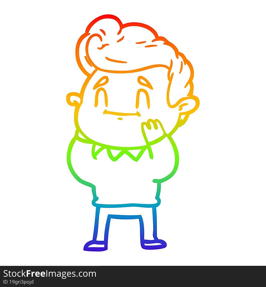 rainbow gradient line drawing happy surprised cartoon man