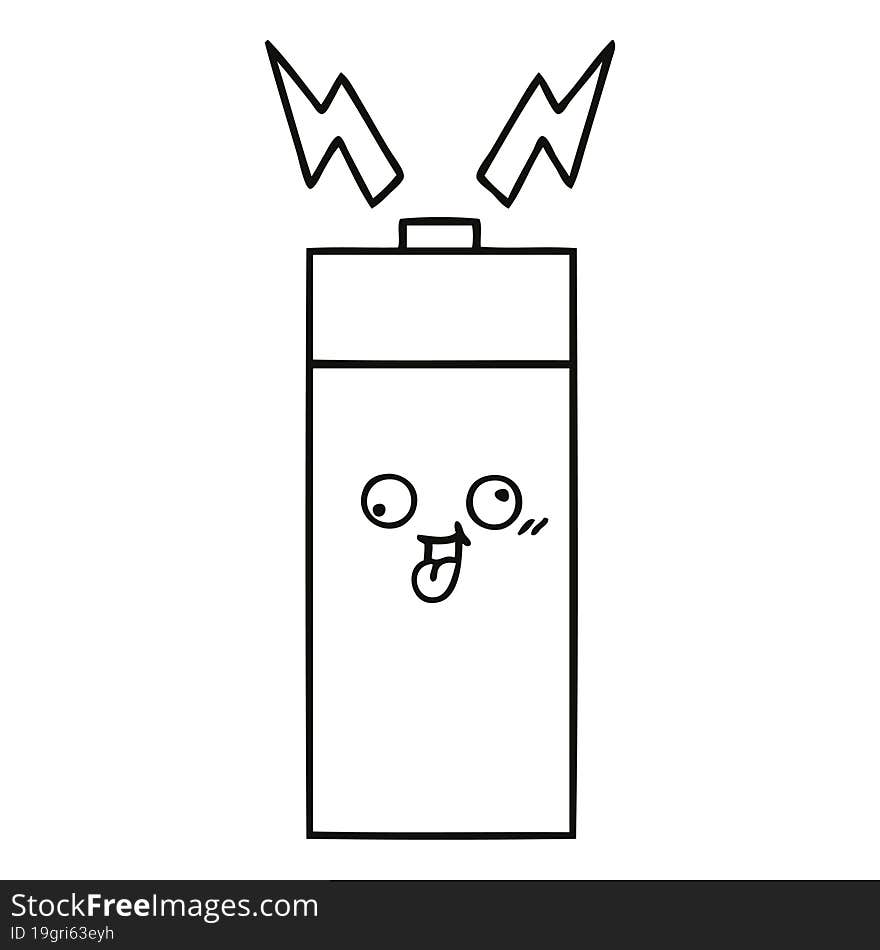 line drawing cartoon of a battery. line drawing cartoon of a battery