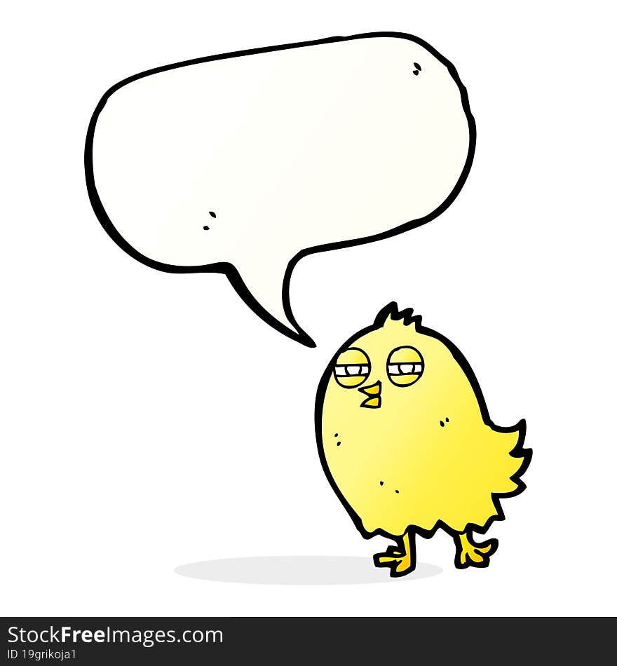 Funny Cartoon Bird With Speech Bubble