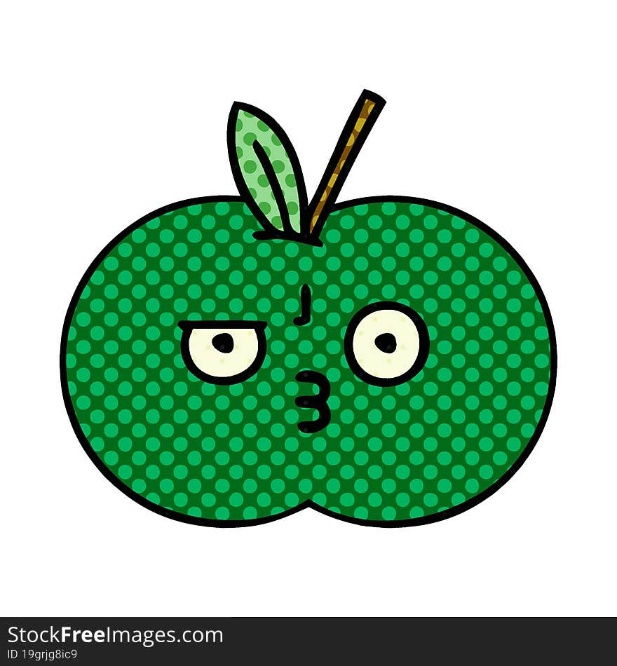 comic book style cartoon juicy apple