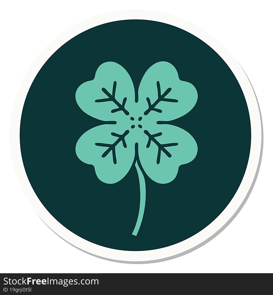 tattoo style sticker of a 4 leaf clover