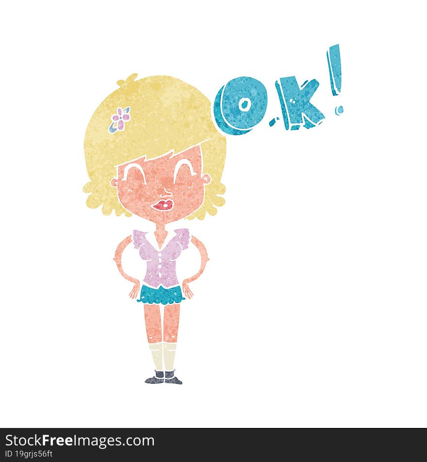 cartoon woman thinking OK