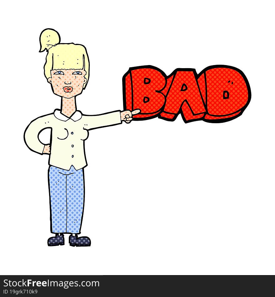 cartoon woman pointing out the bad